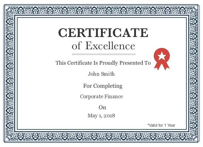 Certificate of Excellence