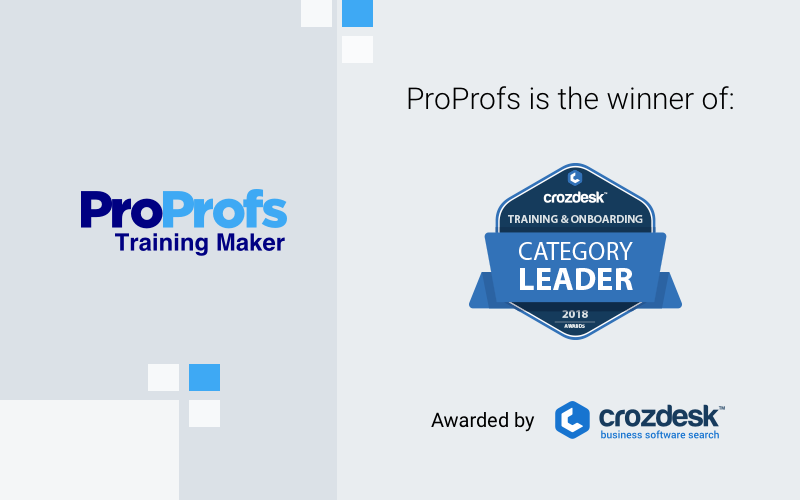 ProProfs Training Maker Bags Category Leader Award at Crozdesk