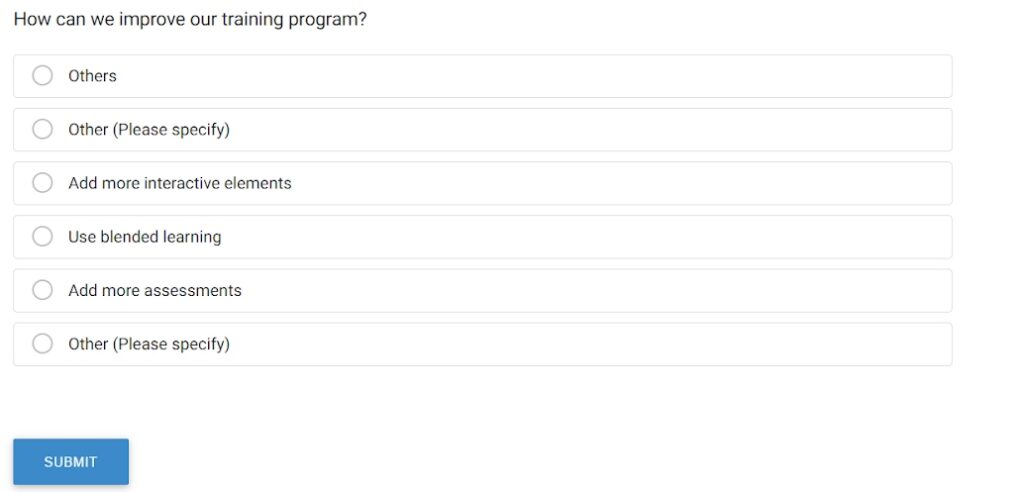 Training Surveys - Multiple Choice Questions
