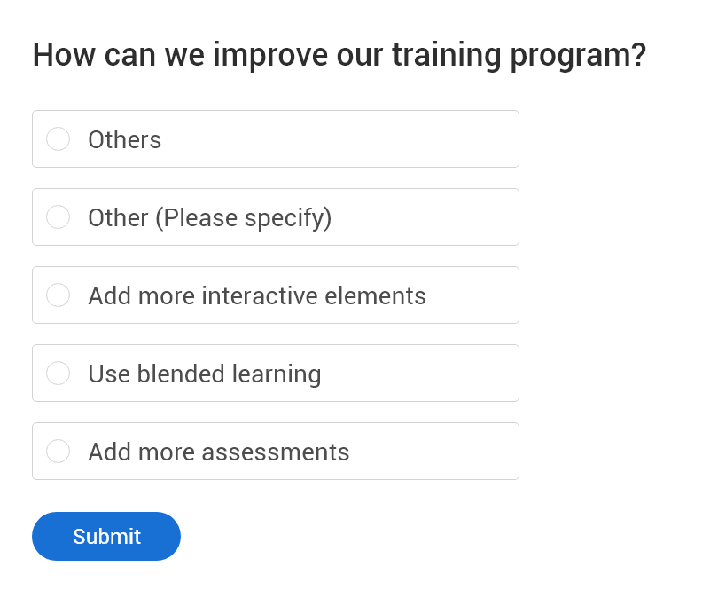 Training Surveys - Multiple Choice Questions