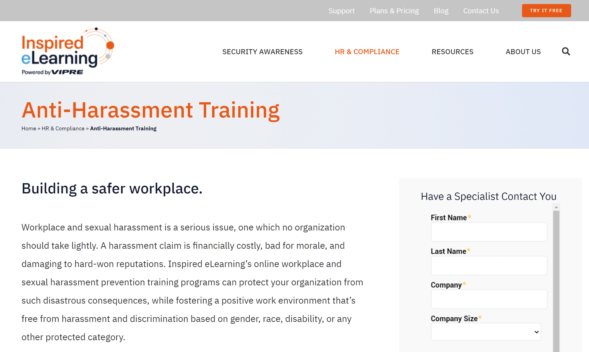 Inspired eLearning’s Anti-Harassment Training