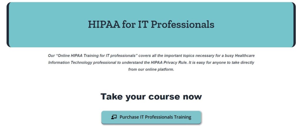 HIPAA for IT Professionals
