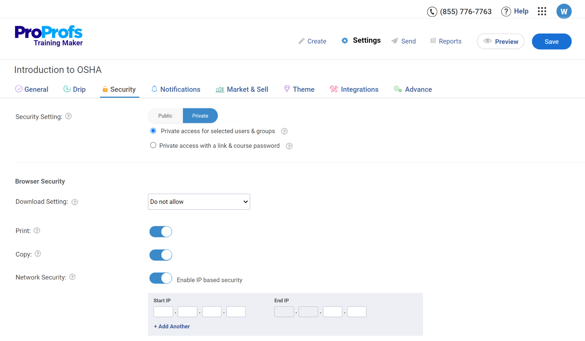 PP TM Settings Security