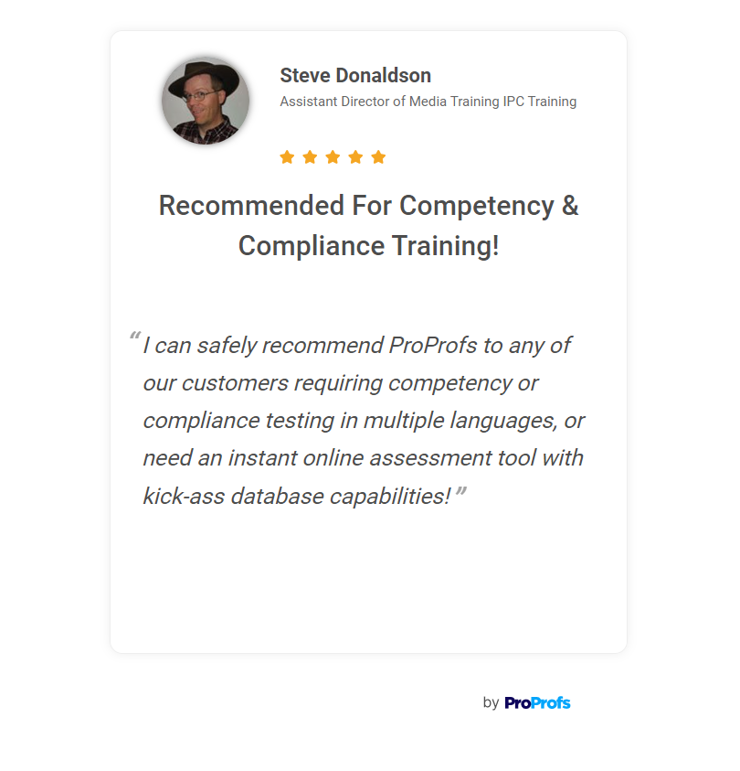 Compliance testimonial