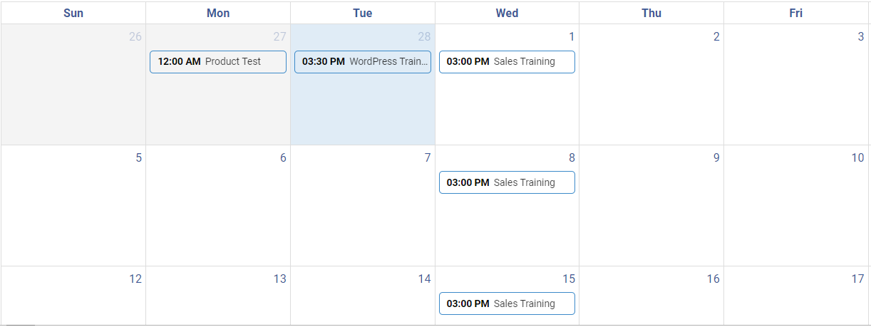 Use a training calendar