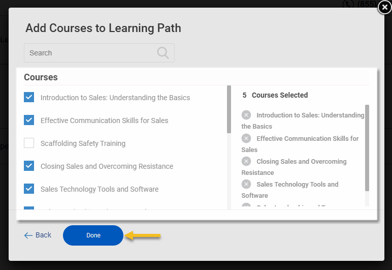 Add-courses-to-learning-path screenshot