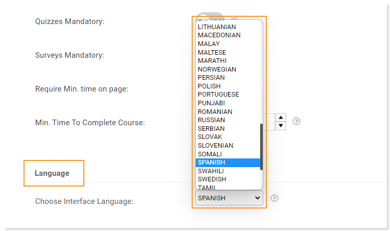 How to change the language of course