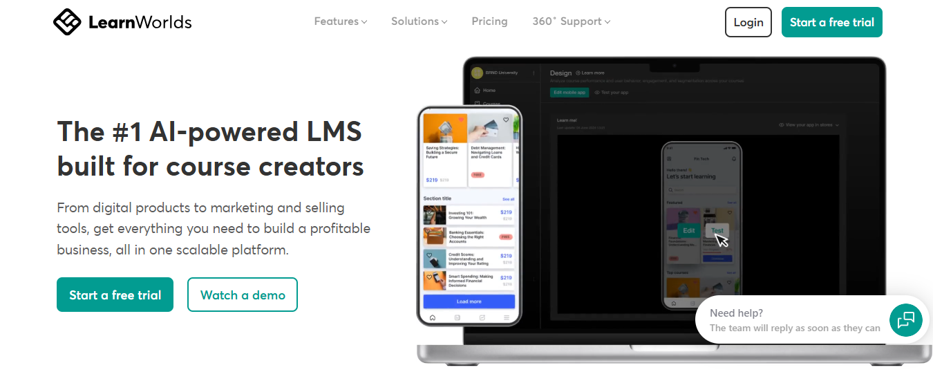 LearnWorlds Dashboard
