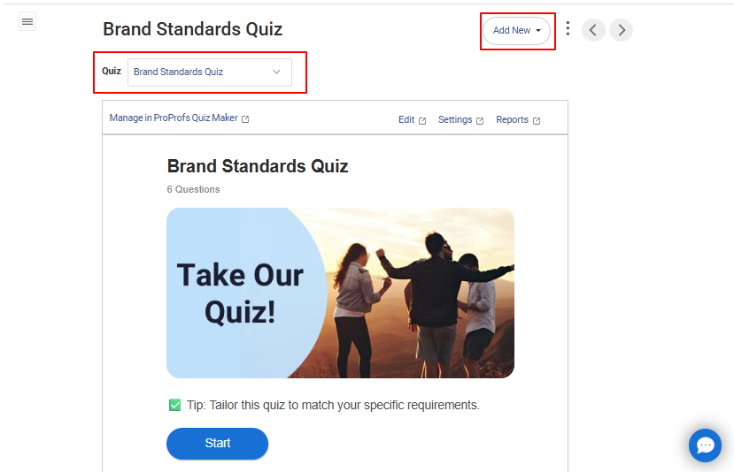 Business Quiz Manage Page