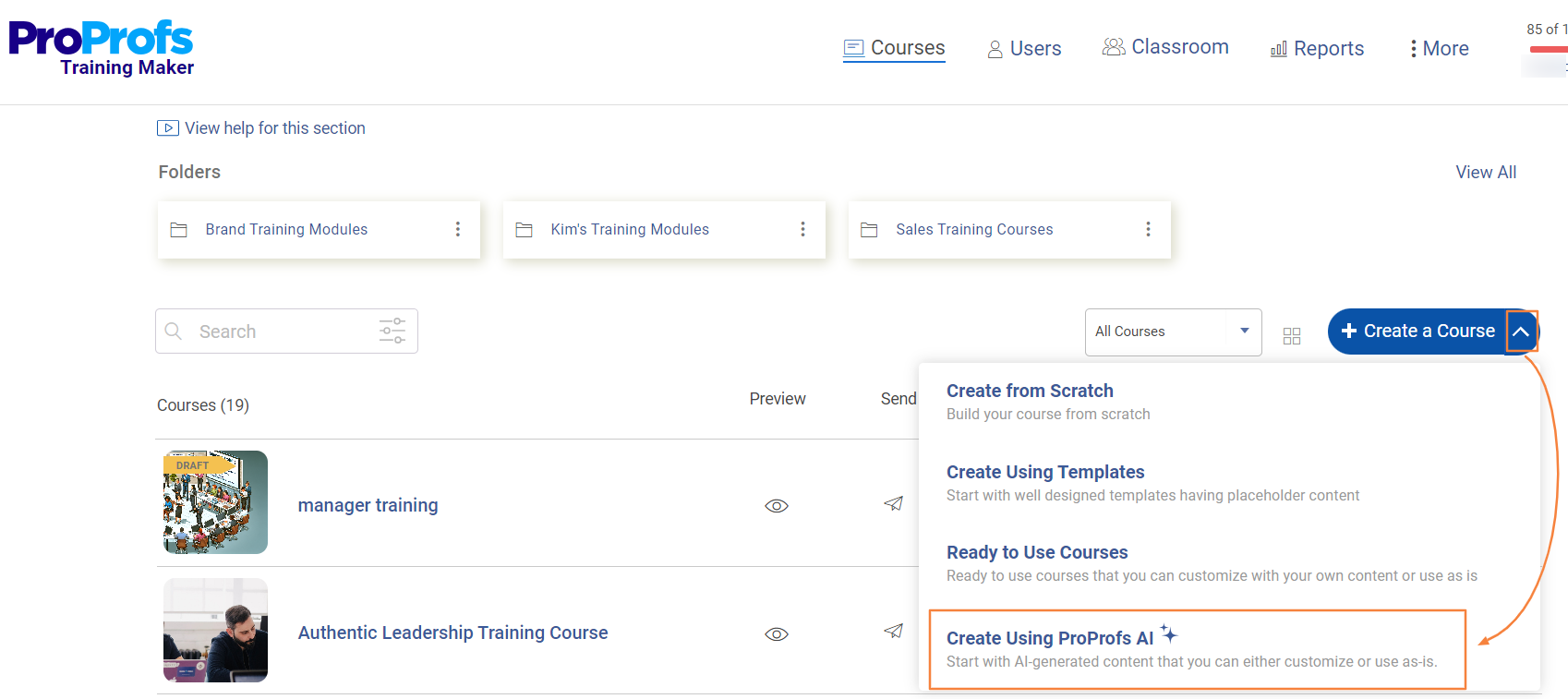 Create an Online Course With AI ProProfs