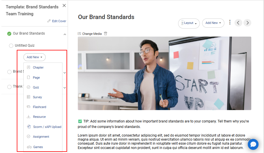 Manage Dashboard ProProfs Training Maker