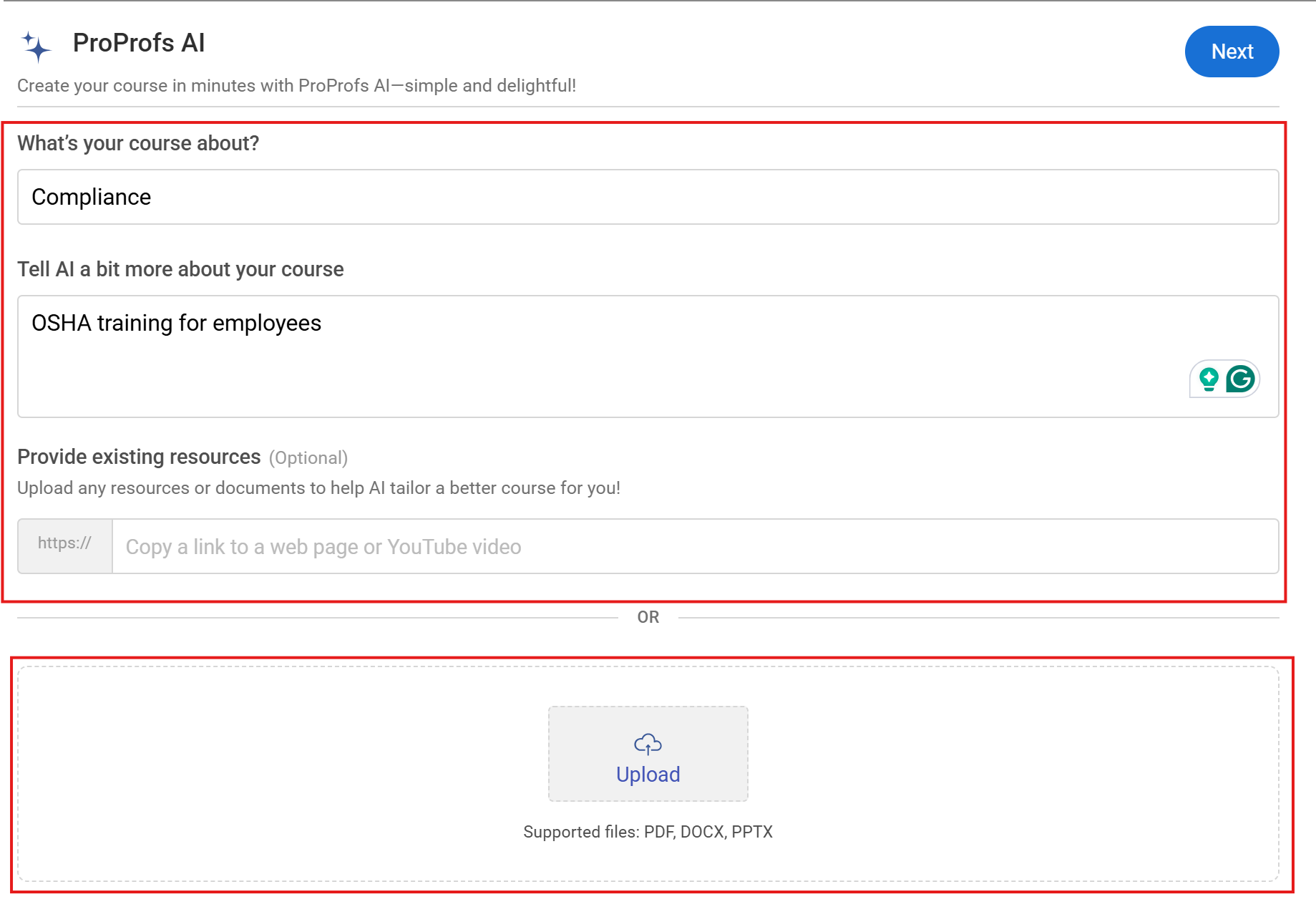how to create an online course ProProfs AI