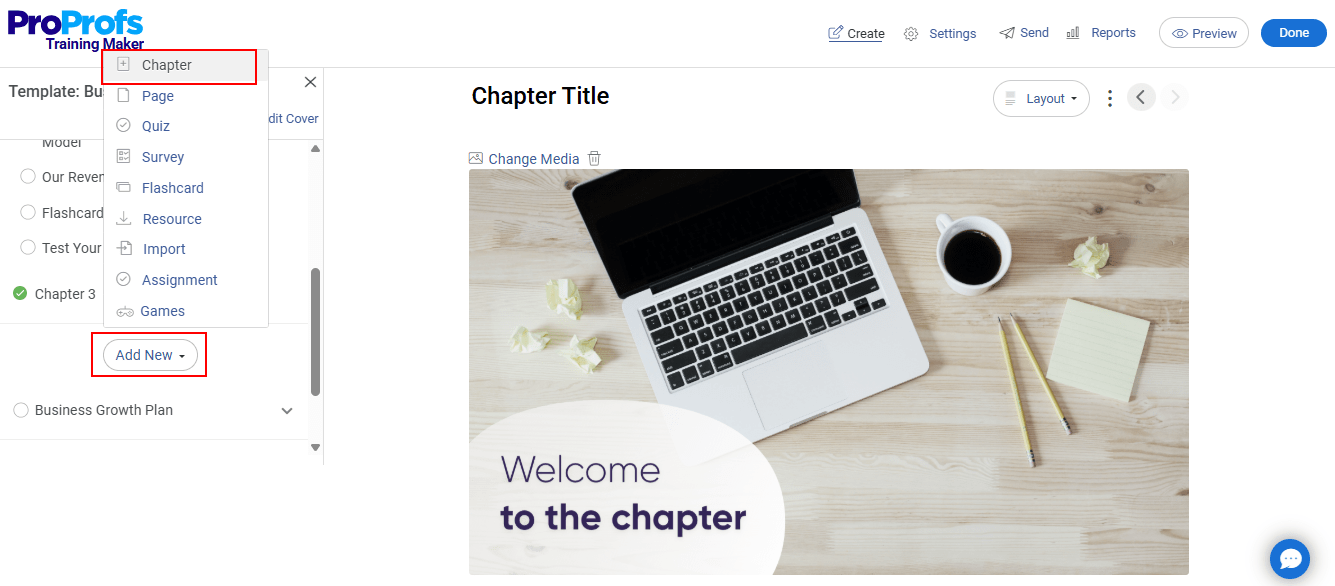 Add New Chapter to Create an Online Course