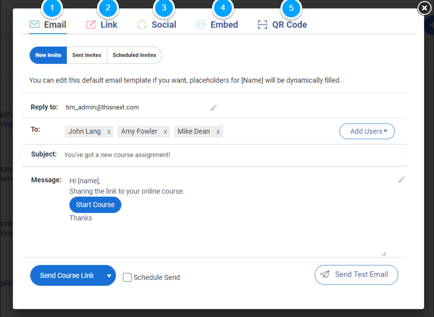 After creating an online course Share and Distribute to Learners
