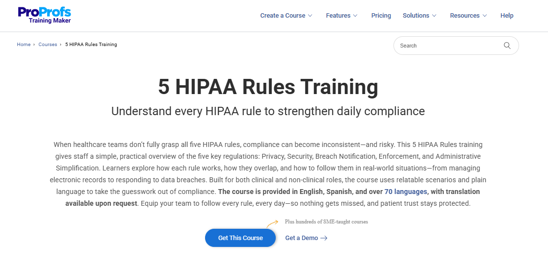 5 HIPAA Rules Training Course