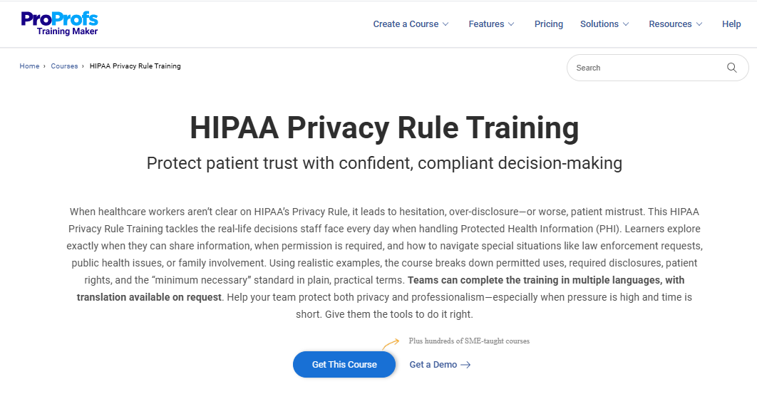 HIPAA Privacy Rule Training Course