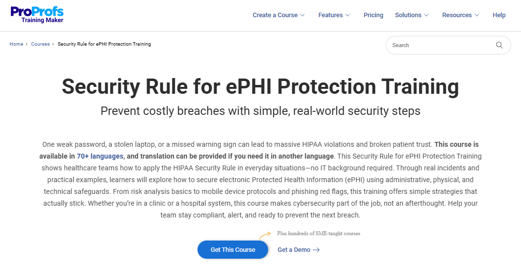 Security Rule for ePHI Protection Training