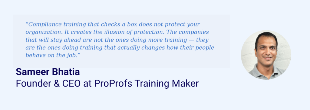 Workplace compliance training statistics quote by founder