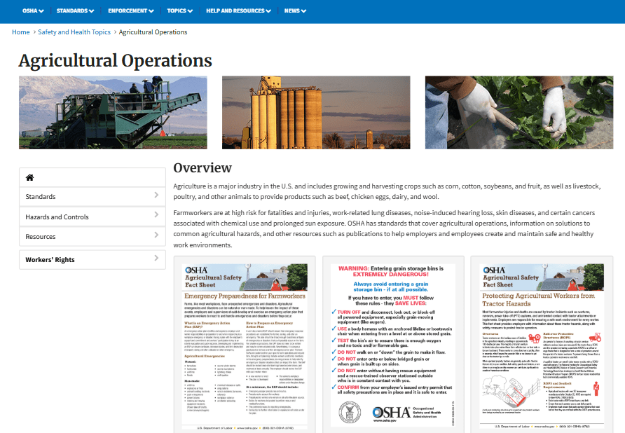 Agricultural Operations Overview by OSHA