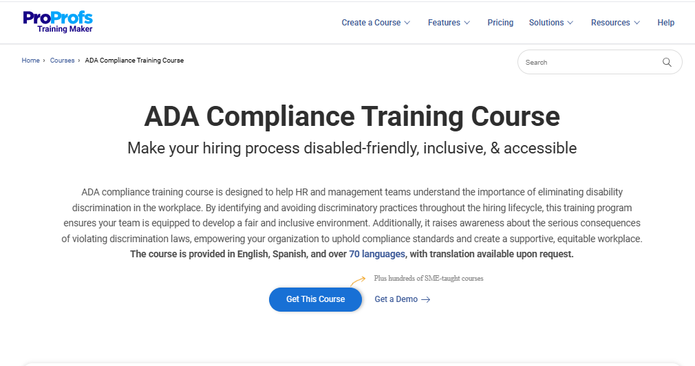 ADA Compliance Training Course Program ProProfs