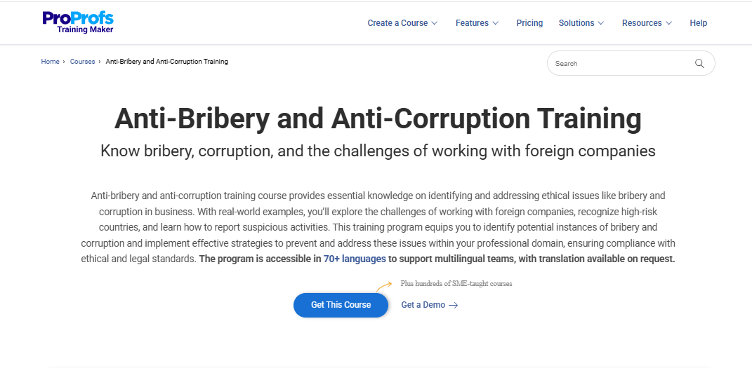 Anti Bribery and Anti Corruption Training Course ProProfs