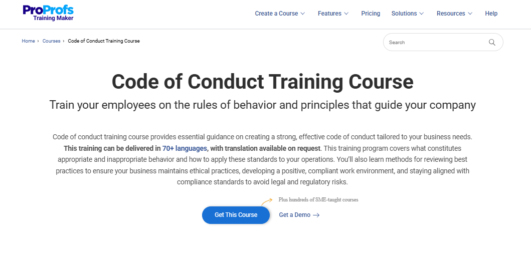 Online Code of Conduct Training Course Program ProProfs