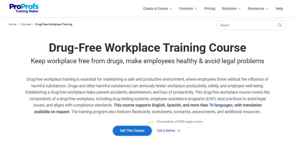 Online Drug Free Workplace Training Course ProProfs