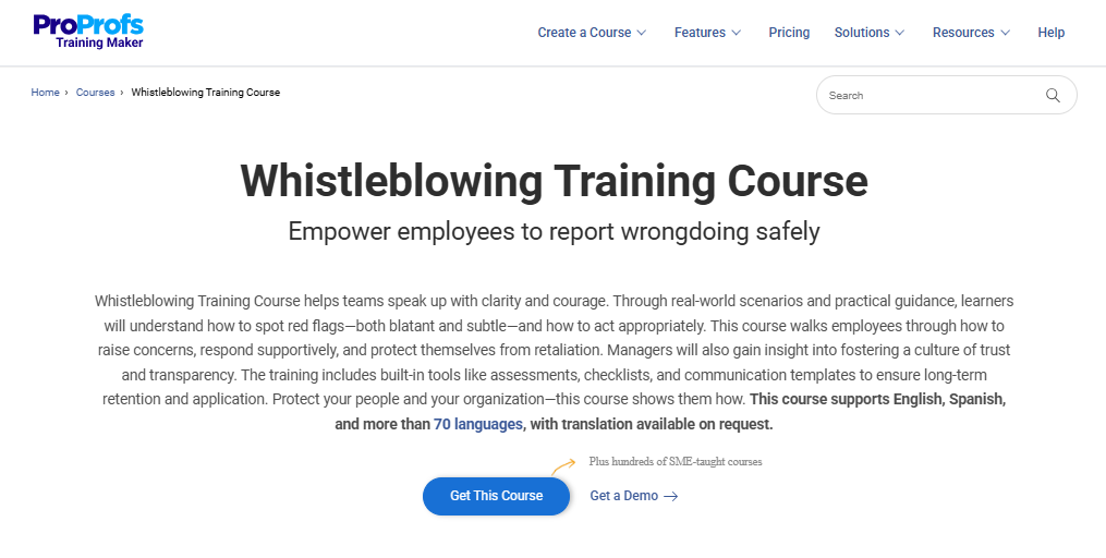 Whistleblowing Training Course ProProfs