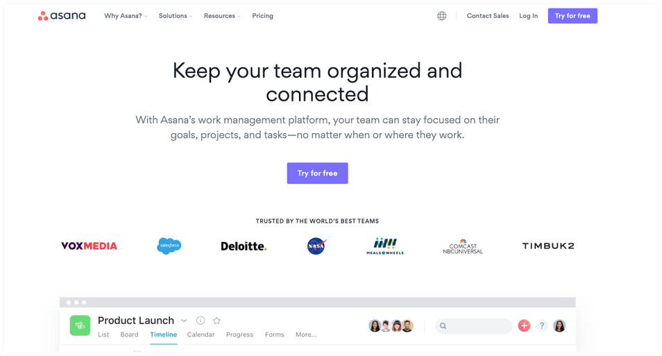 Asana Remote Team Collaboration Software