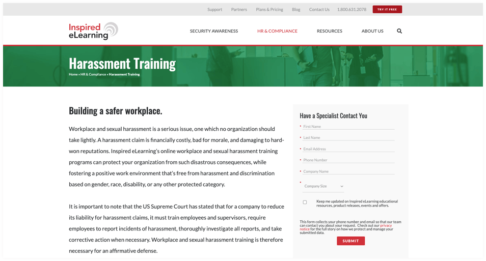 Inspired eLearning Sexual Harassment Online Courses