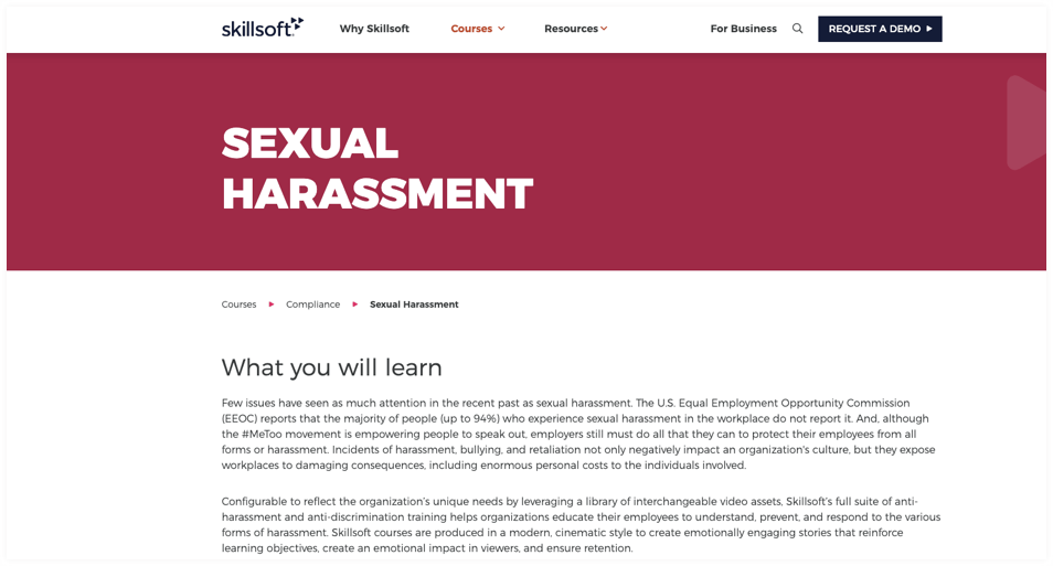 Skillsoft Sexual Harassment Online Training Courses